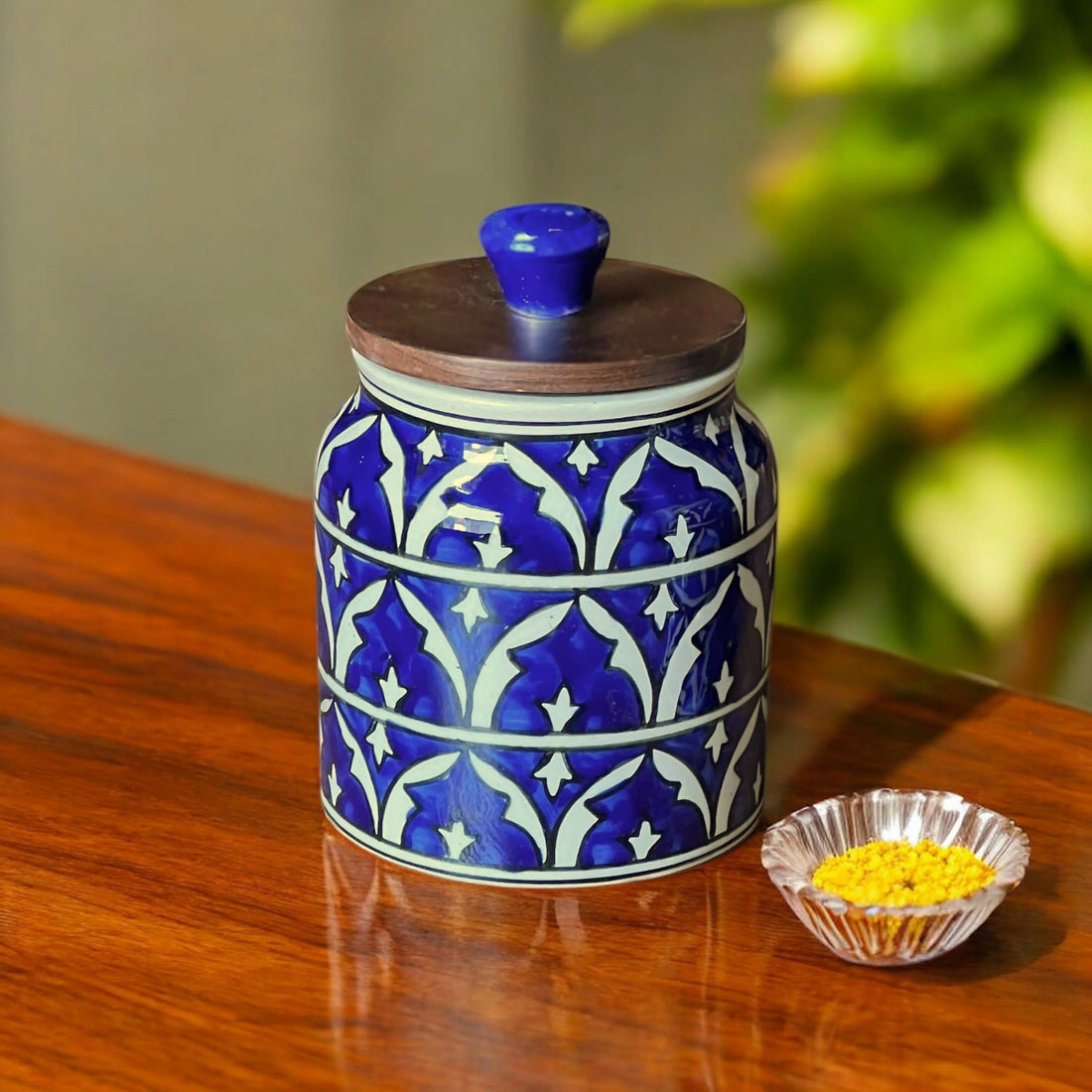 Ink Mughal Garden Jar (Set of 1) - Clayful Homes