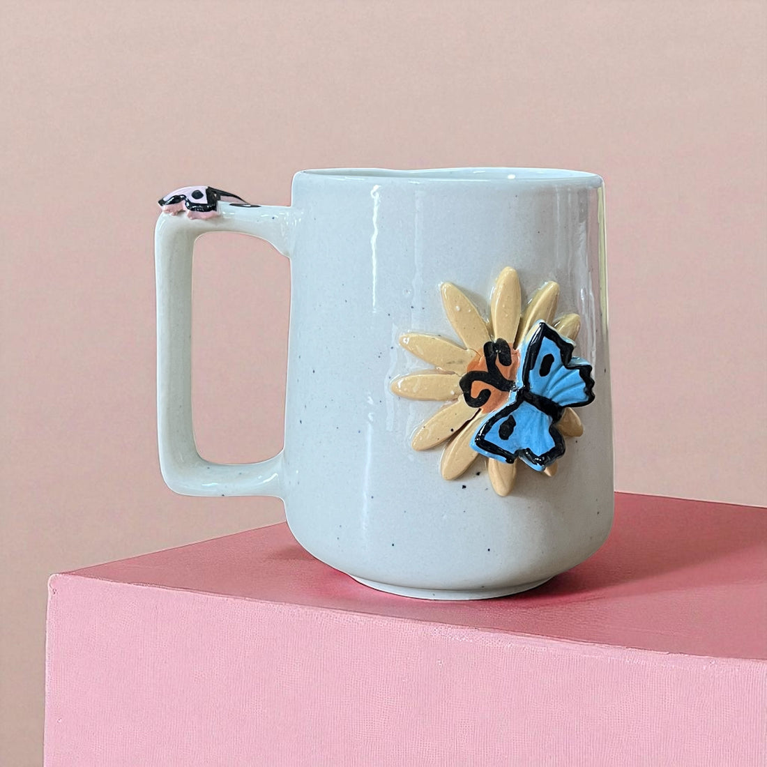 Butterfly on the Floral Mug