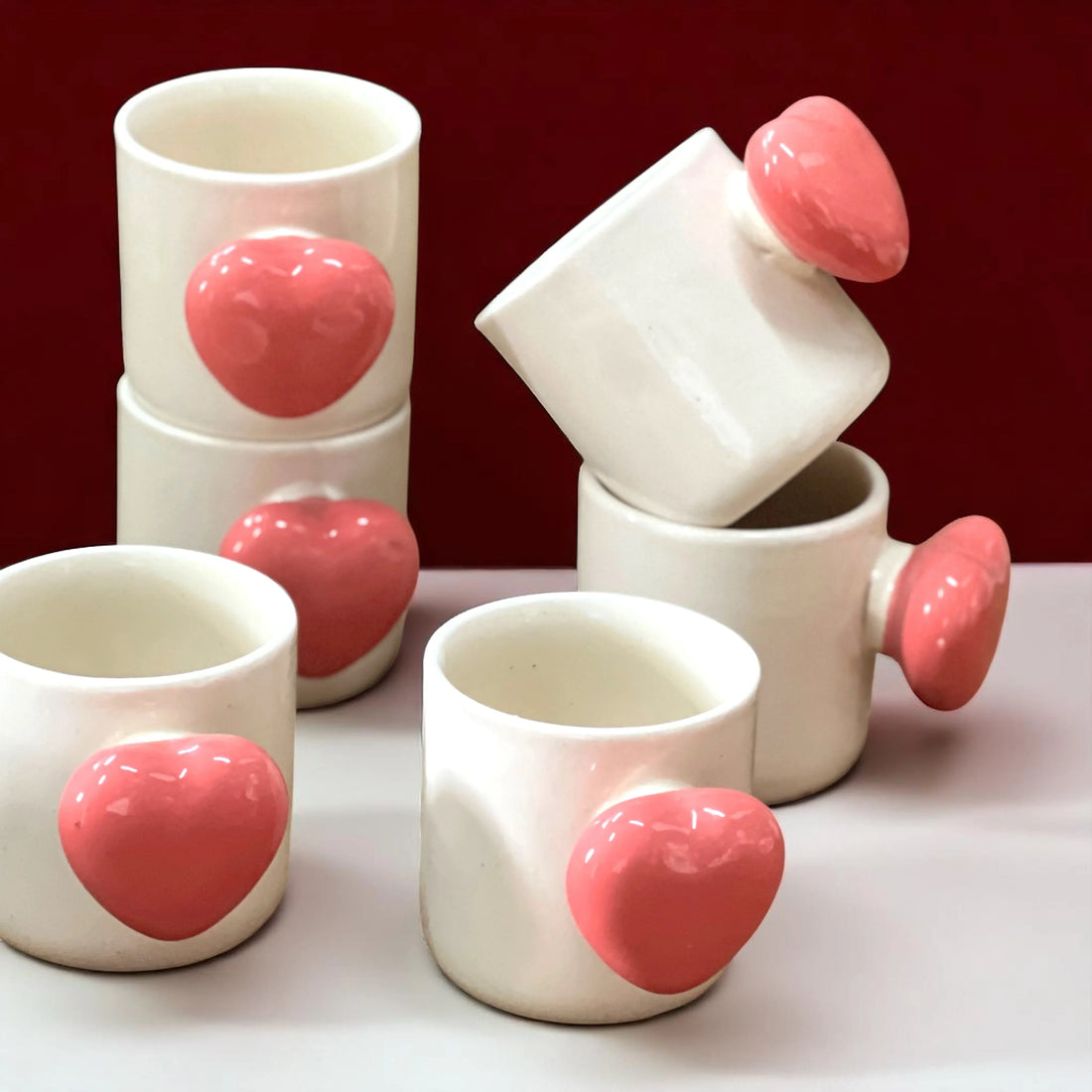 My Pink Heart In You Set of 6 Mugs - Clayful Homes