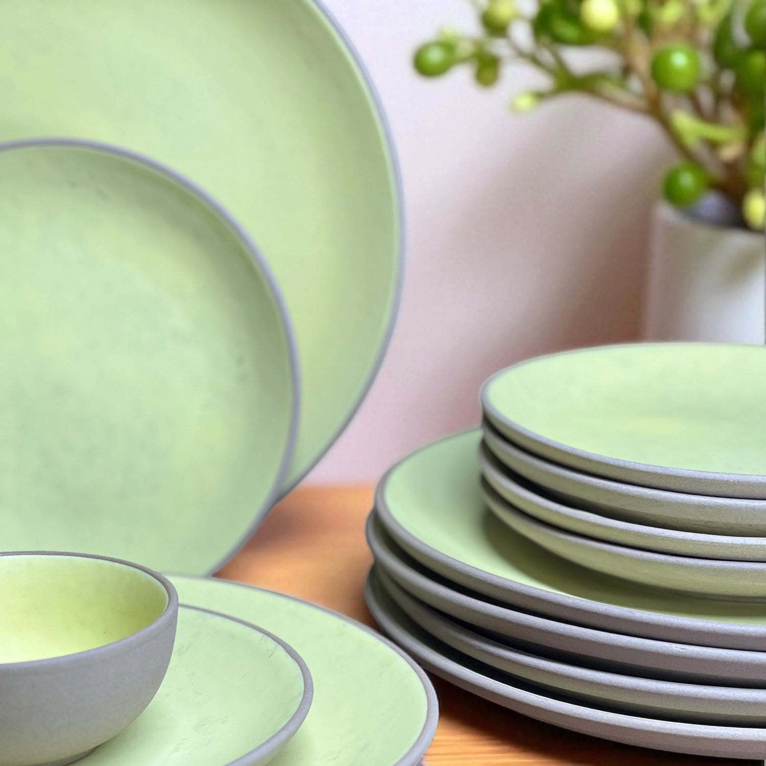 Earthy Lime Yellow Dinner set (18pcs) - Clayful Homes
