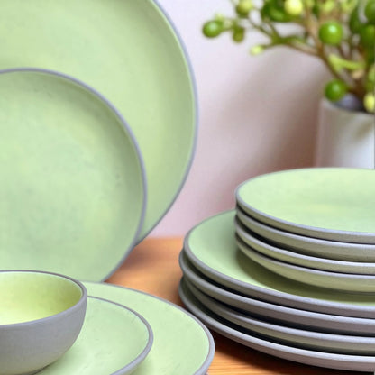 Earthy Lime Yellow Dinner set (18pcs) - Clayful Homes