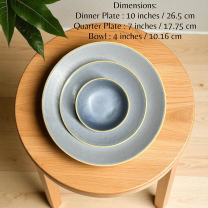 Earthy Blue Dinner set (18pcs) - Clayful Homes