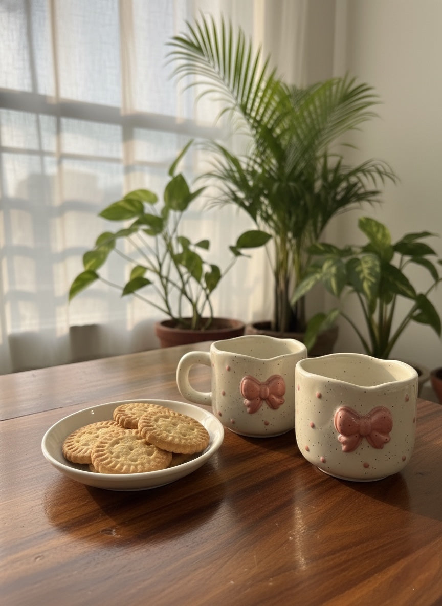 The Ribbon Mug Offwhite (Pack of 2)