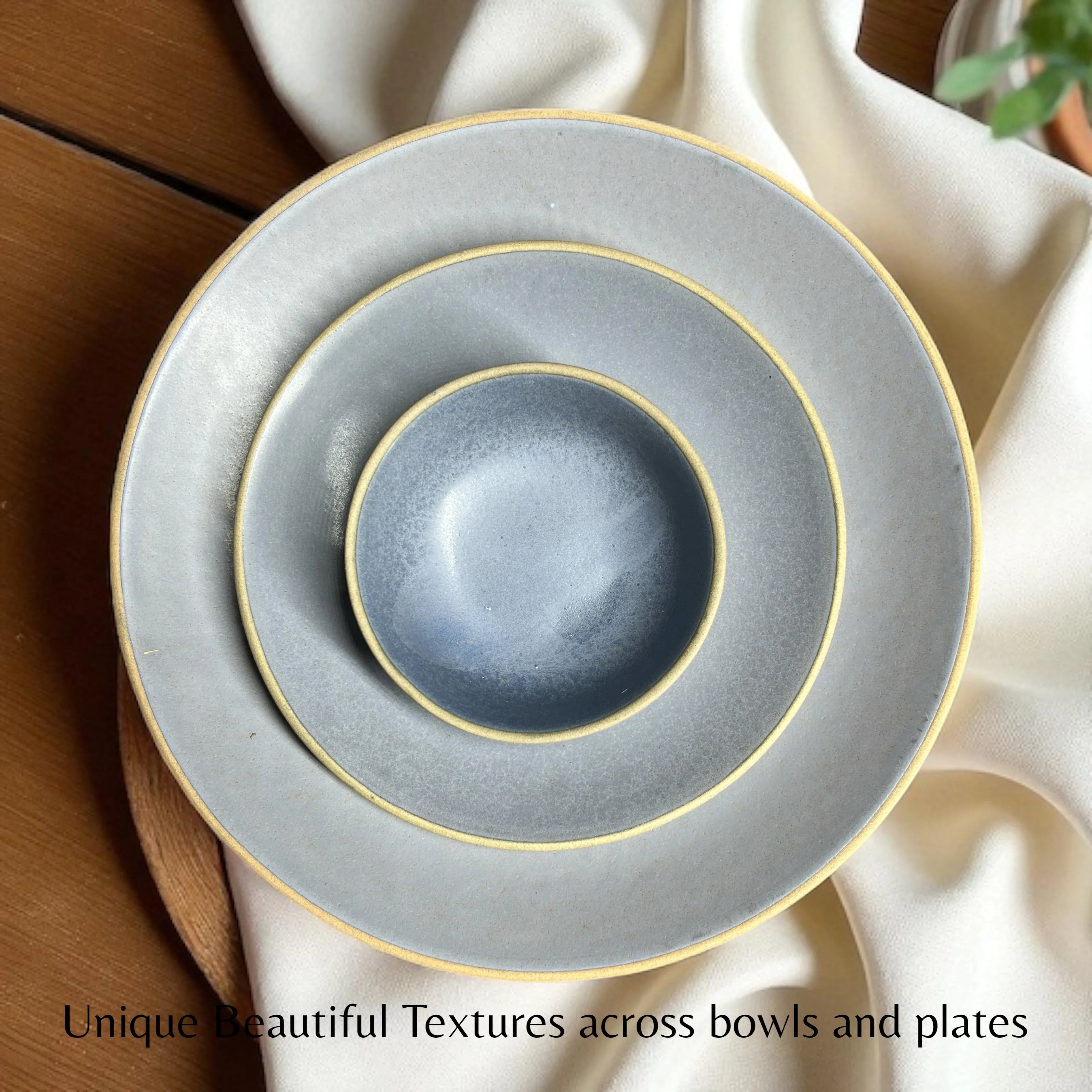 Earthy Blue Dinner set (18pcs) - Clayful Homes