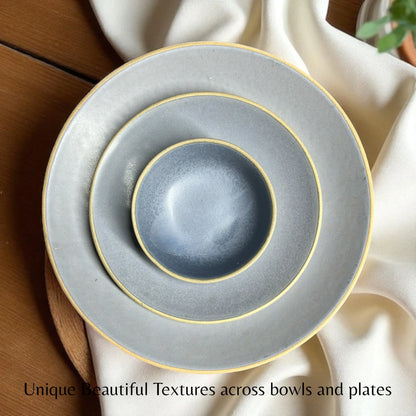 Earthy Blue Dinner set (18pcs) - Clayful Homes