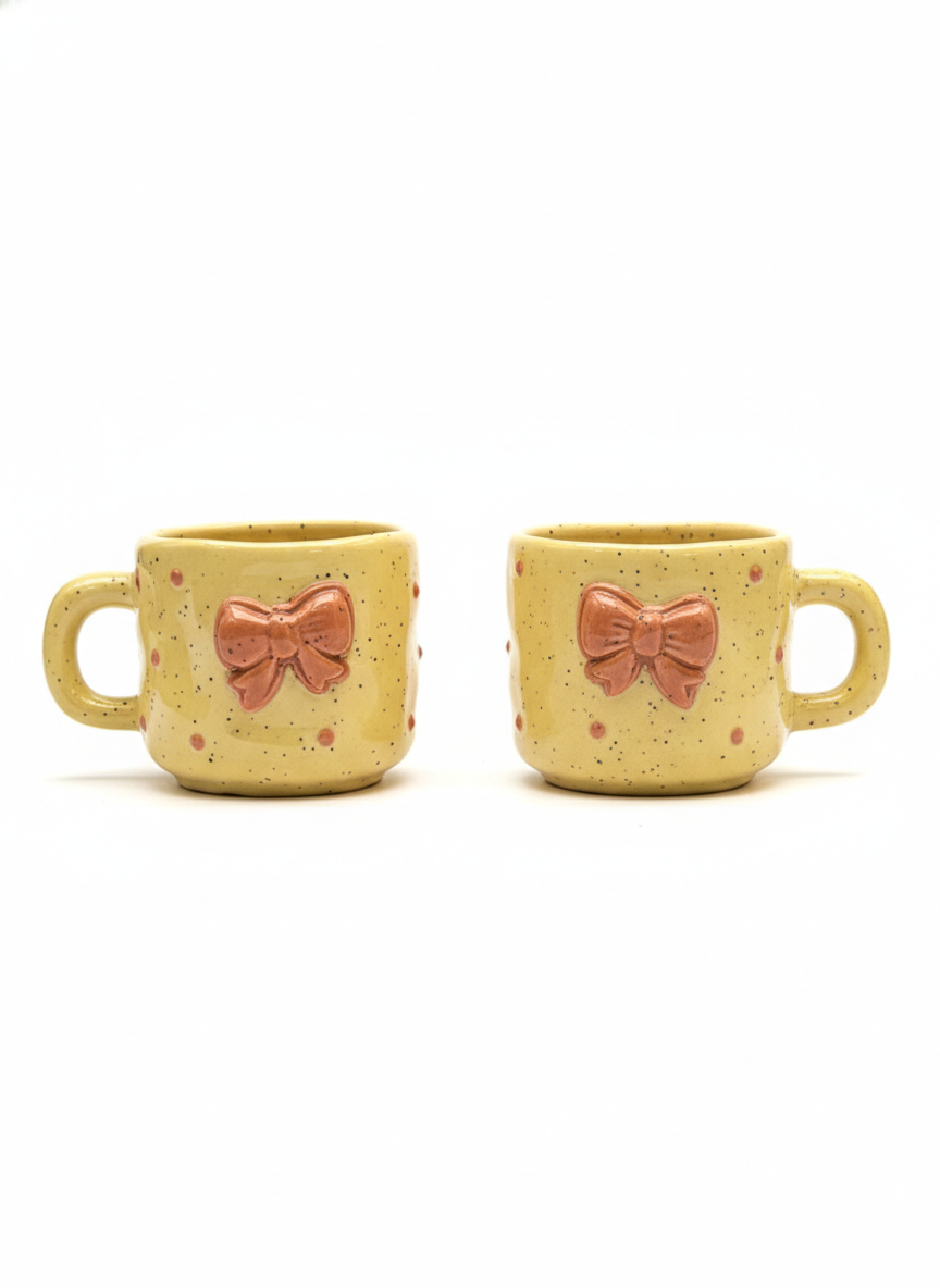 The Ribbon Mug Beige (Pack of 2)
