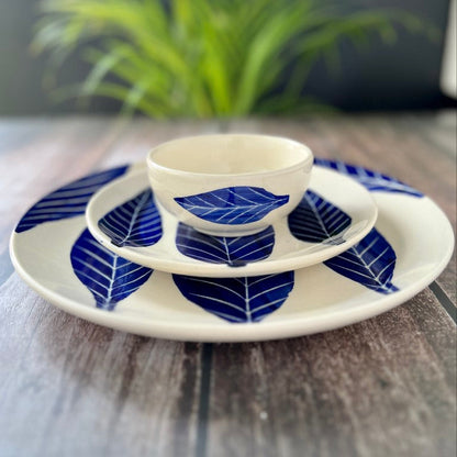 Blue Leaf Dinner set (3 Pcs)