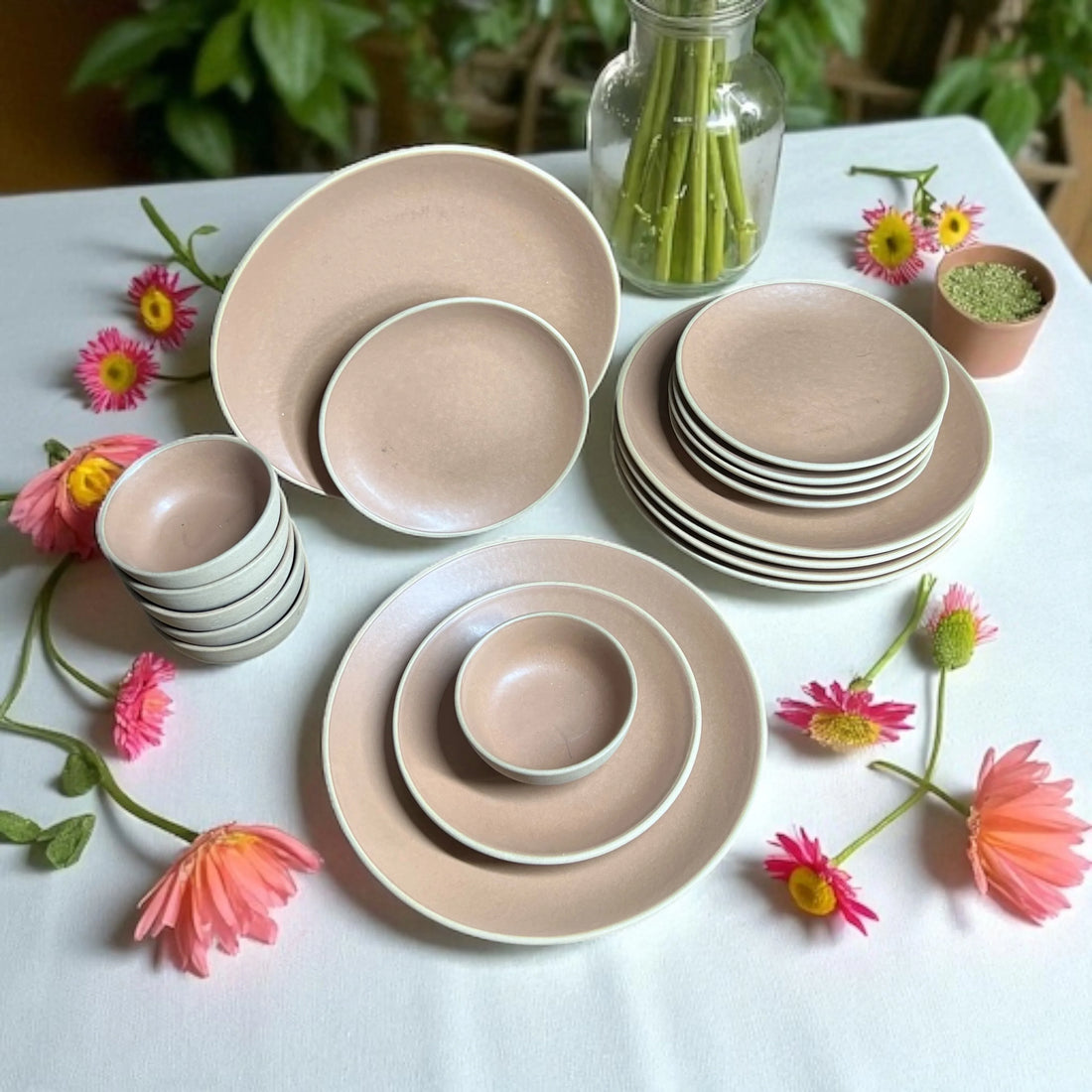 Earthy Brown Dinner set (18pcs) - Clayful Homes