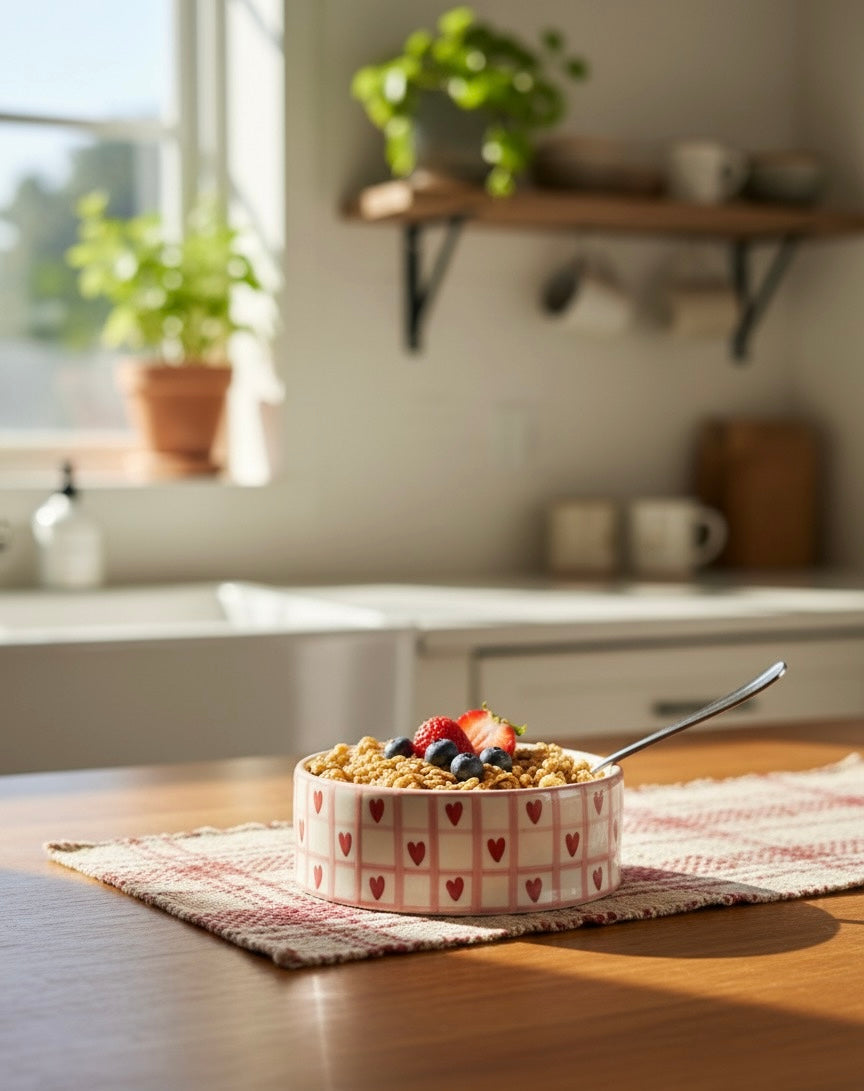 Sweet Heart Grid Flat Bowl