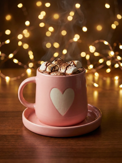 Red Heart Mug &amp; Saucer (Pack of 1)