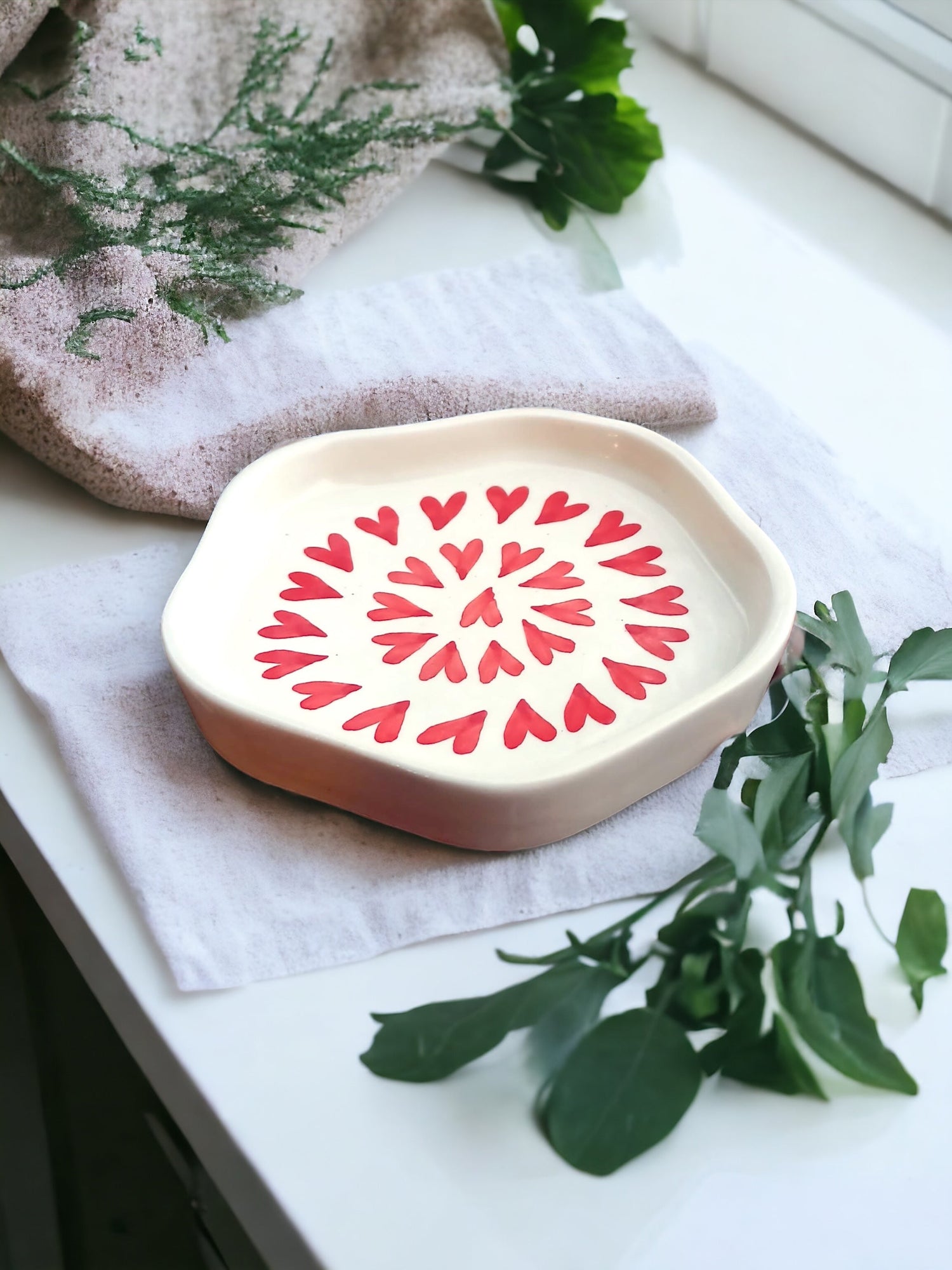 Heart Mug with Desert Plate