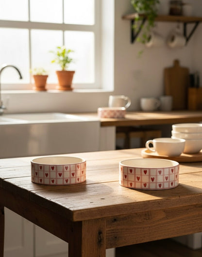 Sweet Heart Grid Flat Bowl