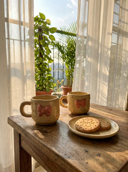 The Ribbon Mug Beige (Pack of 2)