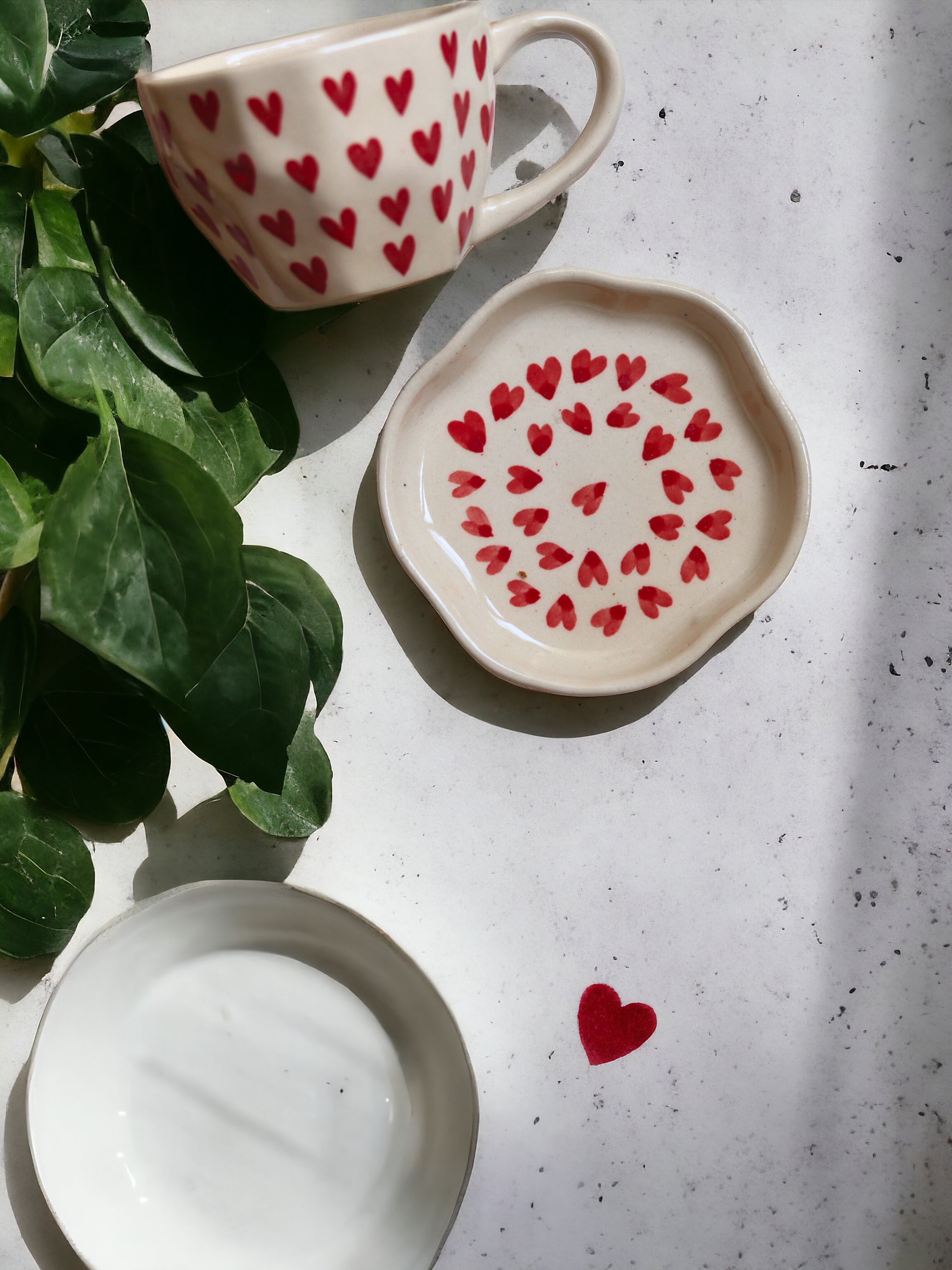 Heart Mug with Desert Plate