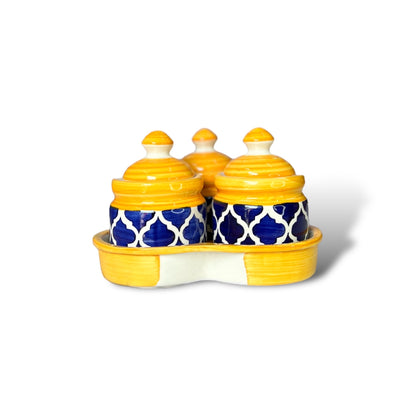 Yellow Pickle Jars Set with Tray