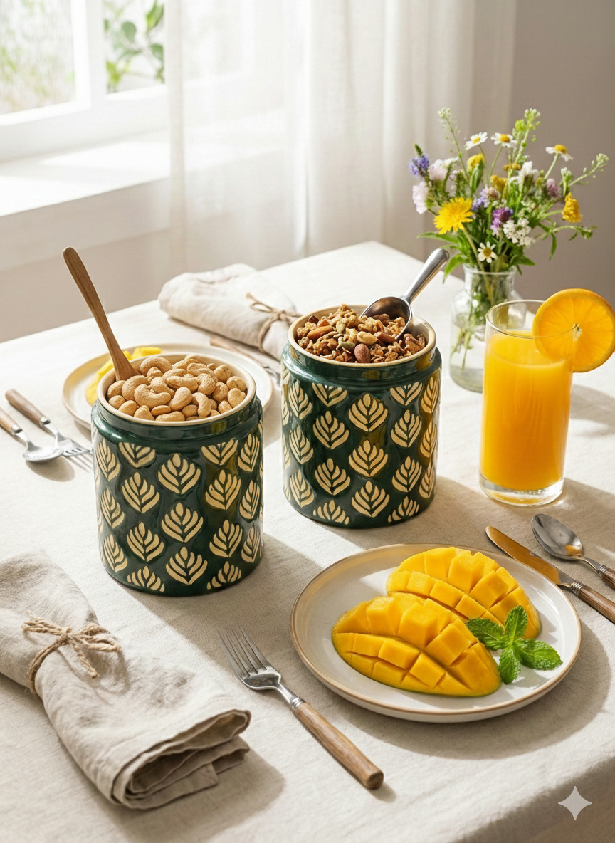 Green Design Jars Pack of 2 - Clayful Homes