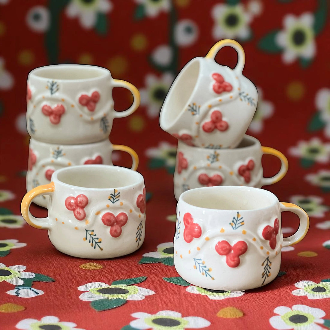 Cherry-licious Mugs Set of 6 - Clayful Homes