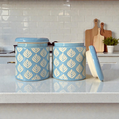 Blue Design Jars Pack of 2 - Clayful Homes