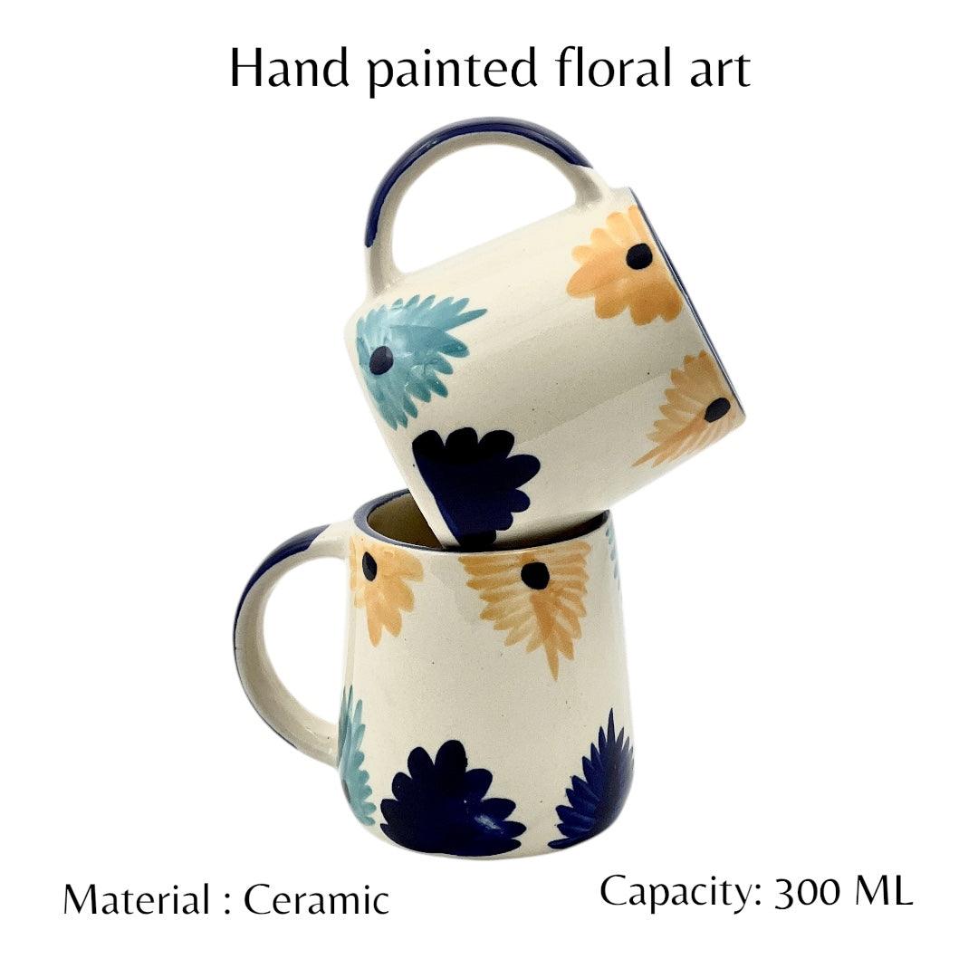 Yellow Blue Flower Mug Set - Clayful Homes