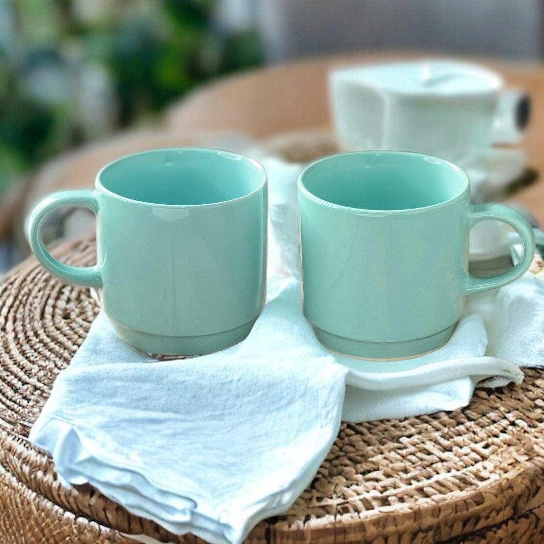 Cafe Green Mugs | Set of 2 - Clayful Homes