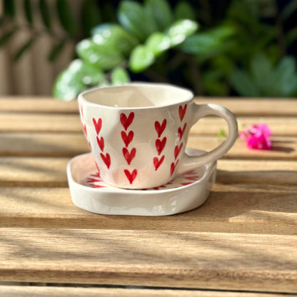 Heart Mug with Desert Plate