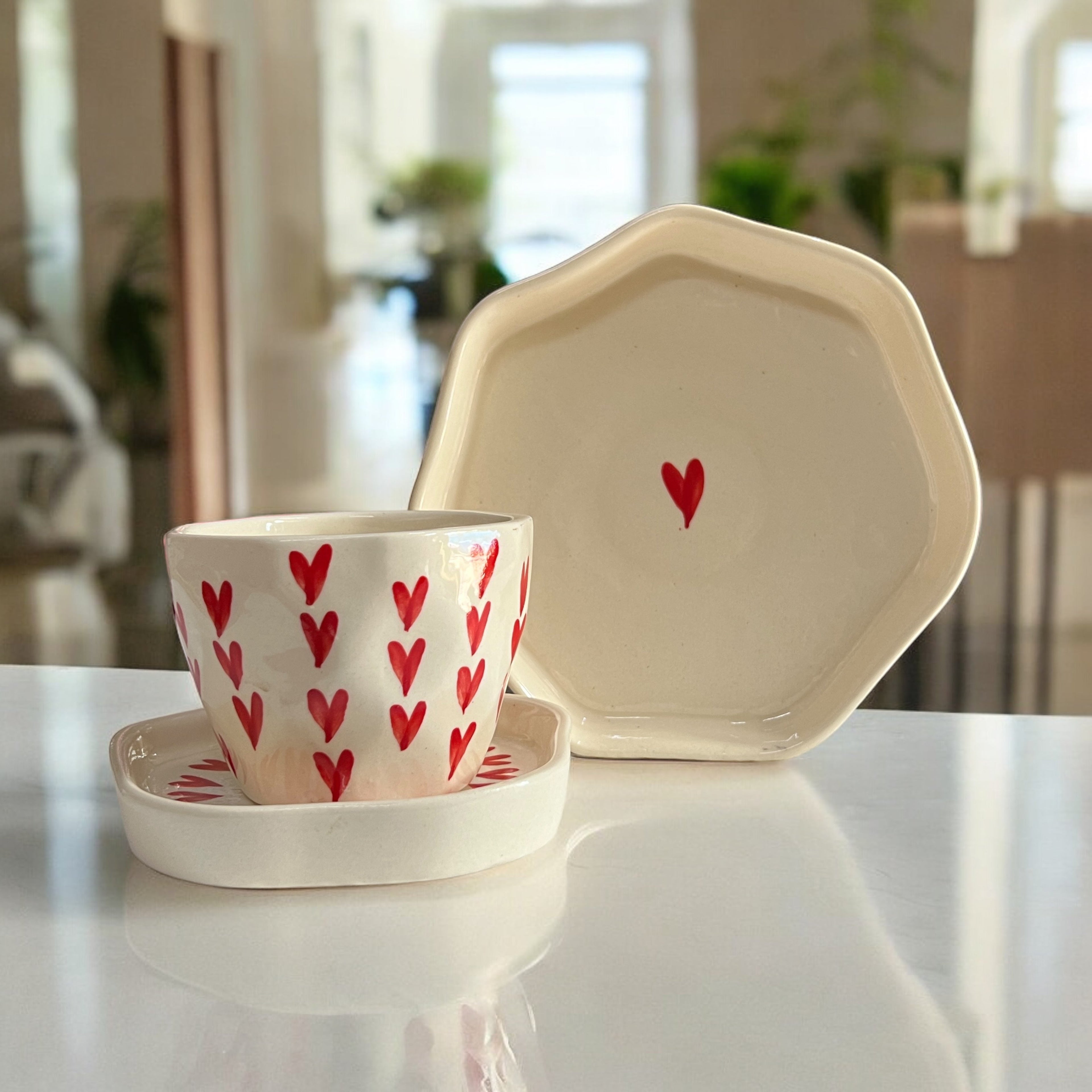 Over the Hearts Coffee Mug and Bowl Set