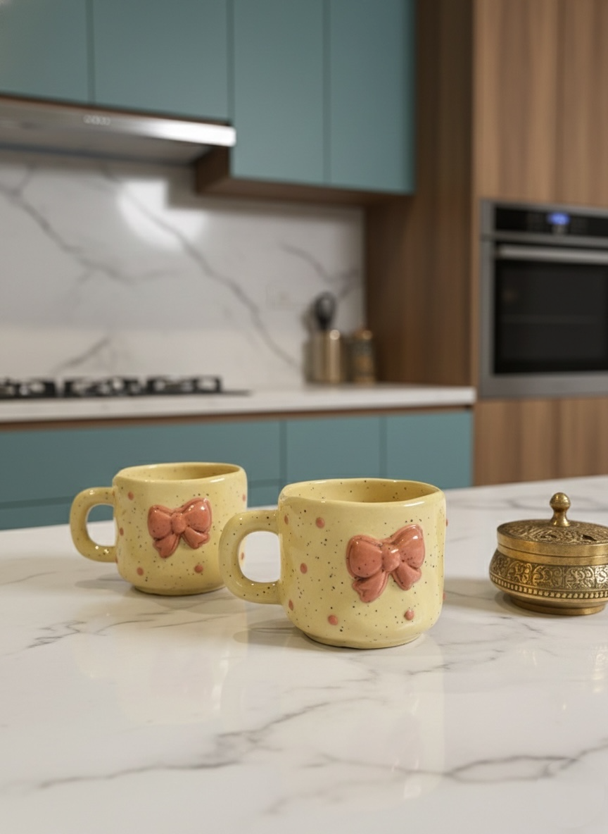 The Ribbon Mug Beige (Pack of 2)