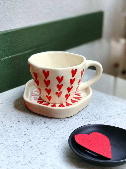 Heart Mug with Desert Plate