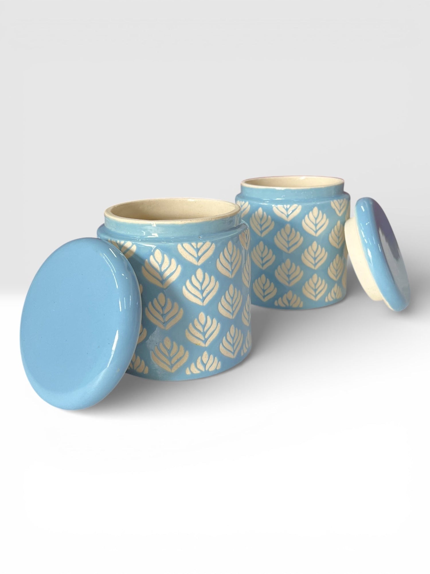Blue Design Jars Pack of 2 - Clayful Homes