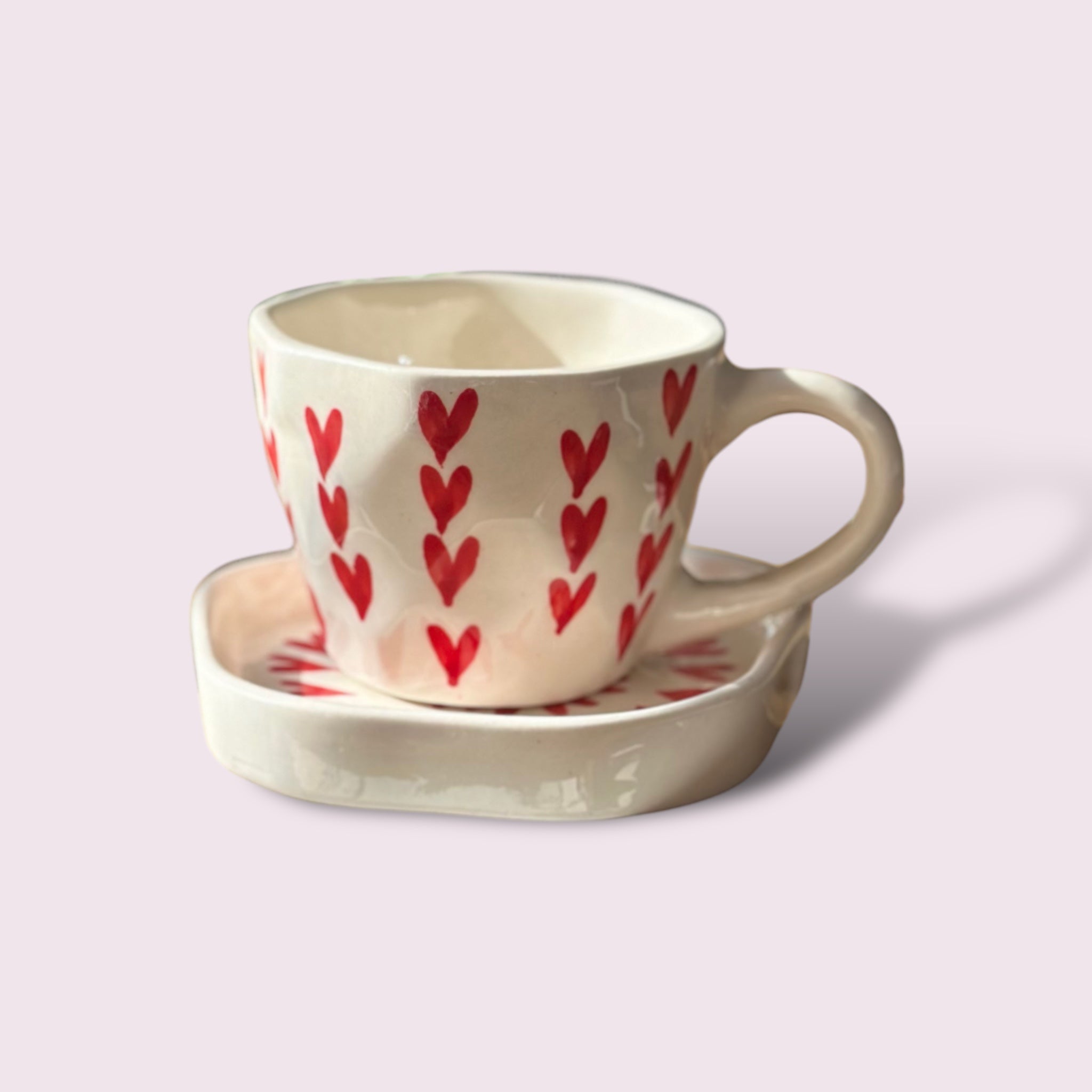 Heart Mug with Desert Plate