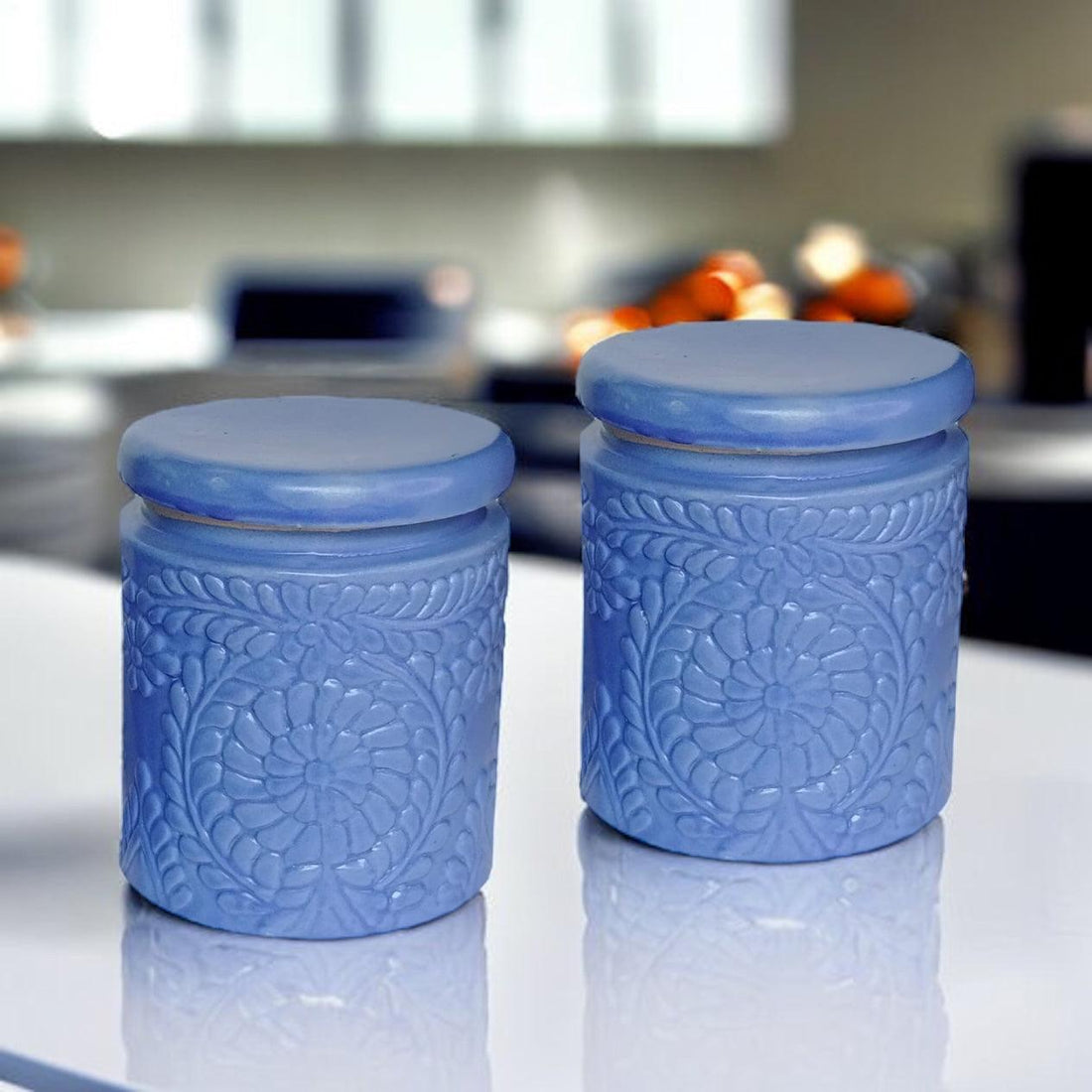 Two Dark Blue Jars - Clayful Homes