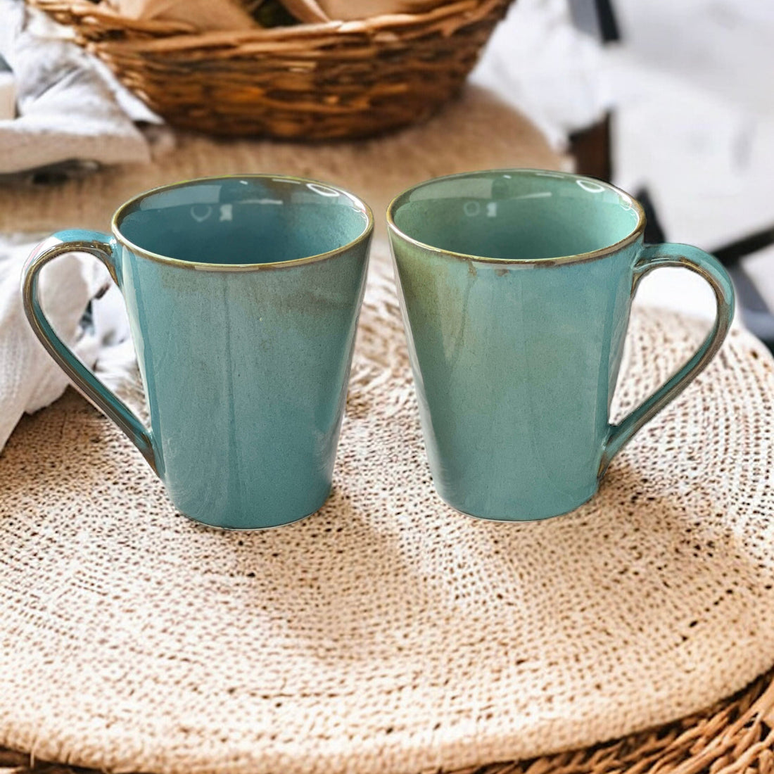 Madras Celdon Green Mugs | Set of 2