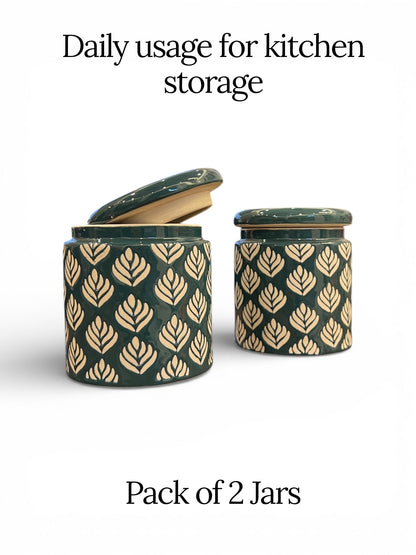 Green Design Jars Pack of 2 - Clayful Homes