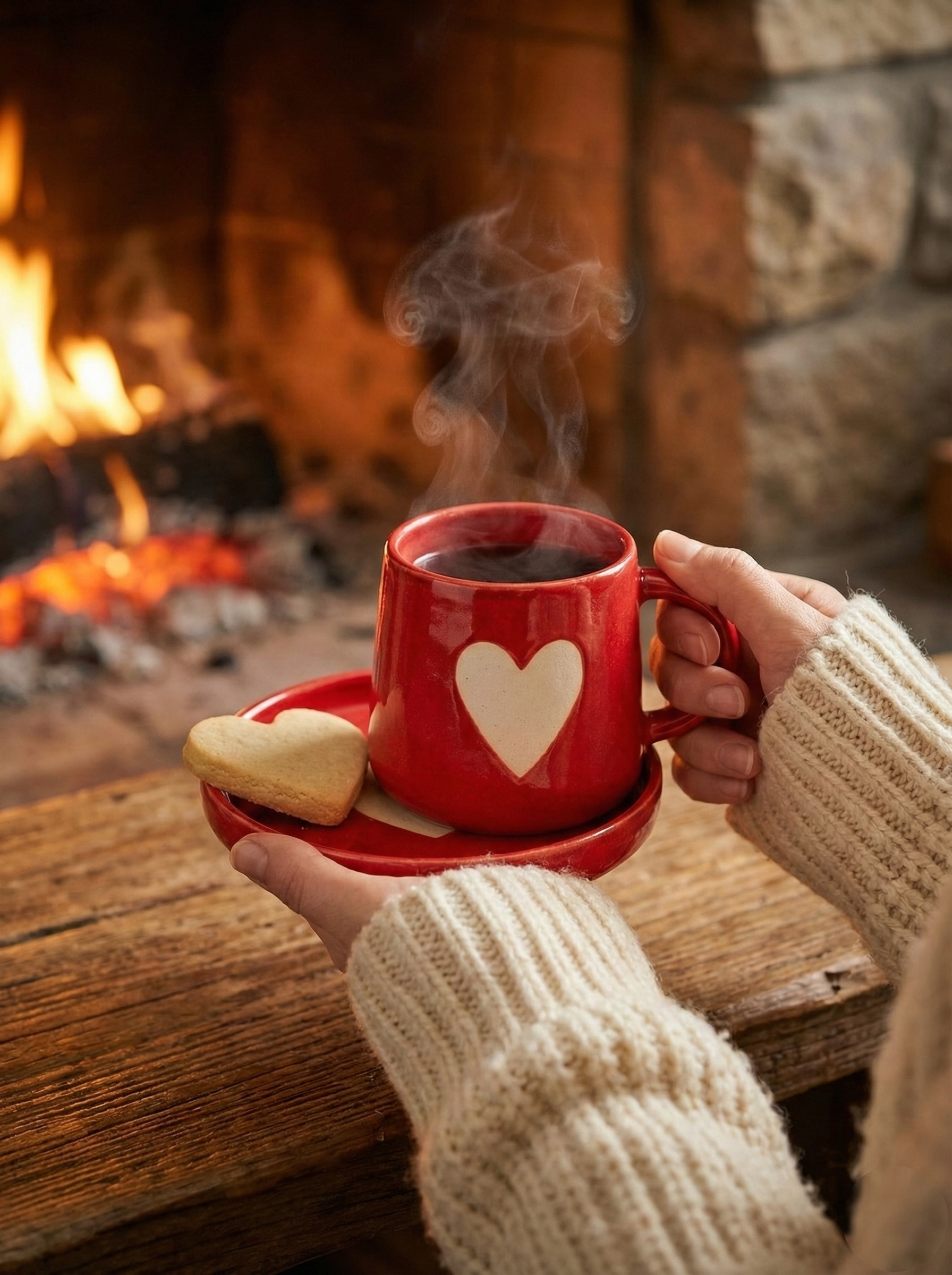 Red Heart Mug &amp; Saucer (Pack of 1)