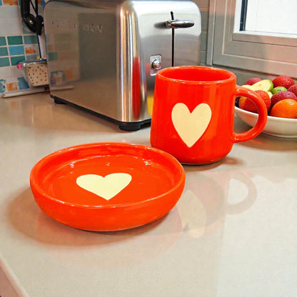 Red Heart Mug &amp; Saucer (Pack of 1)