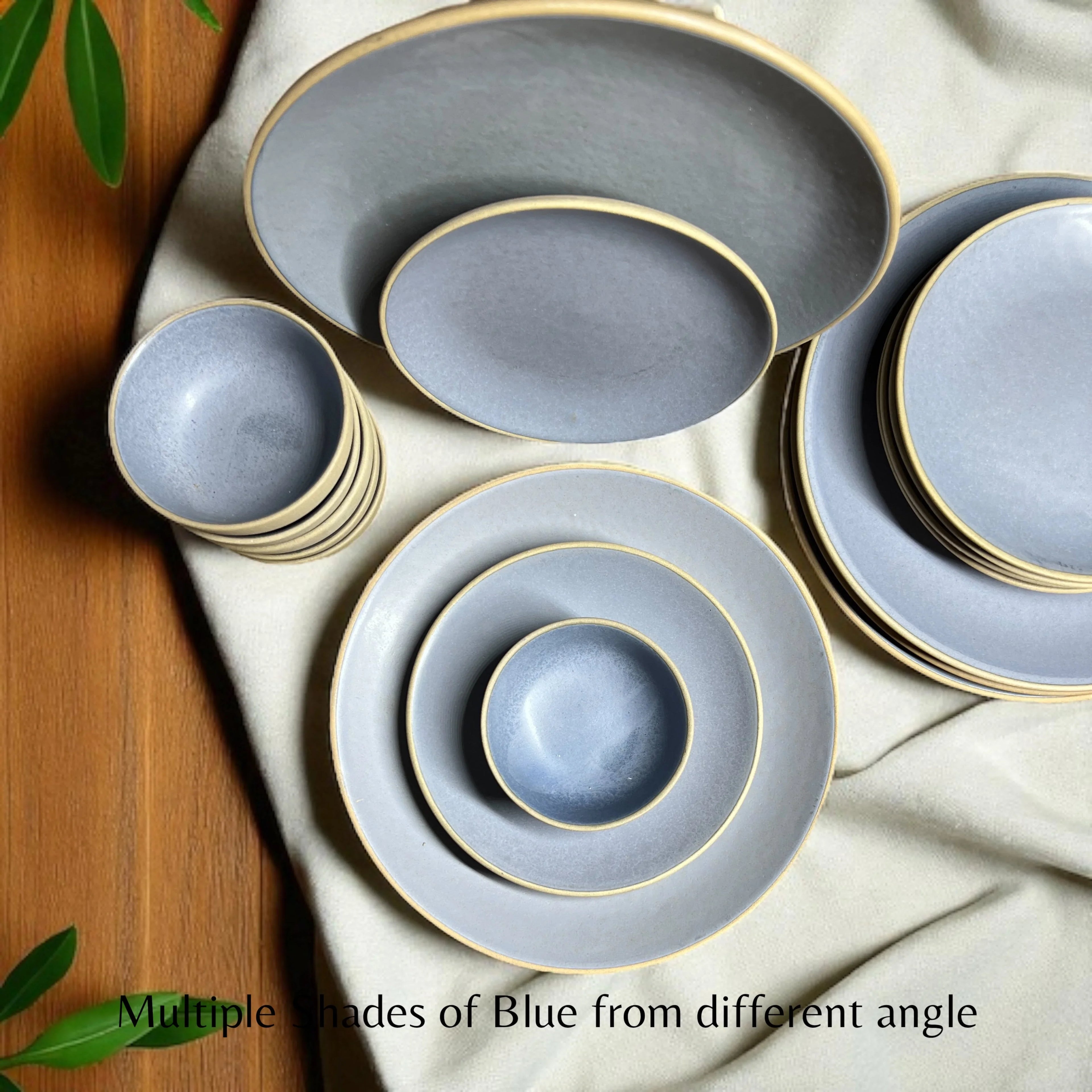 Earthy Blue Dinner set (18pcs) - Clayful Homes