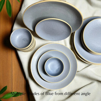 Earthy Blue Dinner set (18pcs) - Clayful Homes