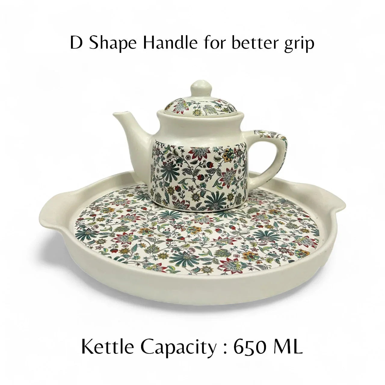 White Floral Cup Teapot Set