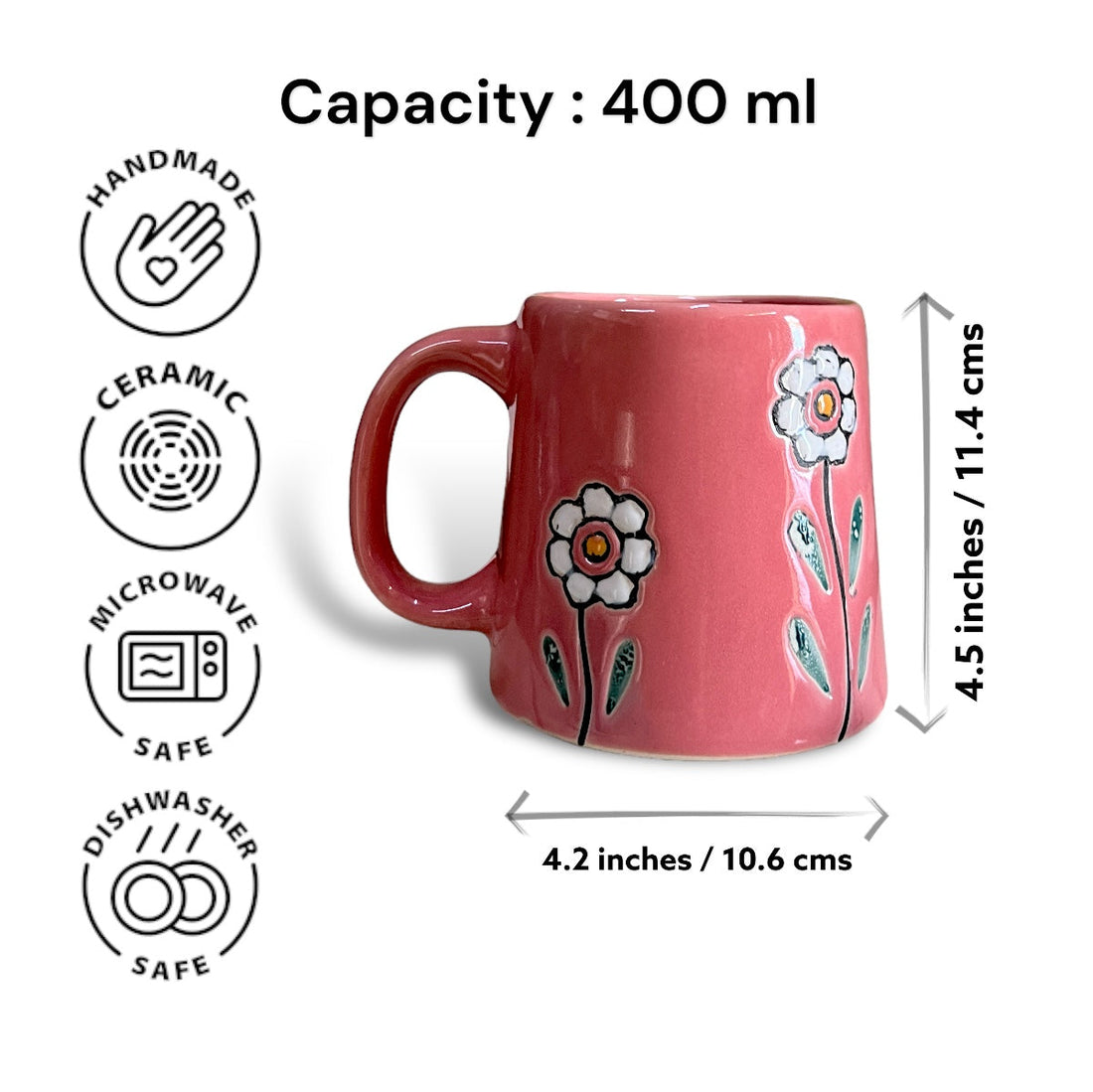 Floral Pink Mug - Clayful Homes