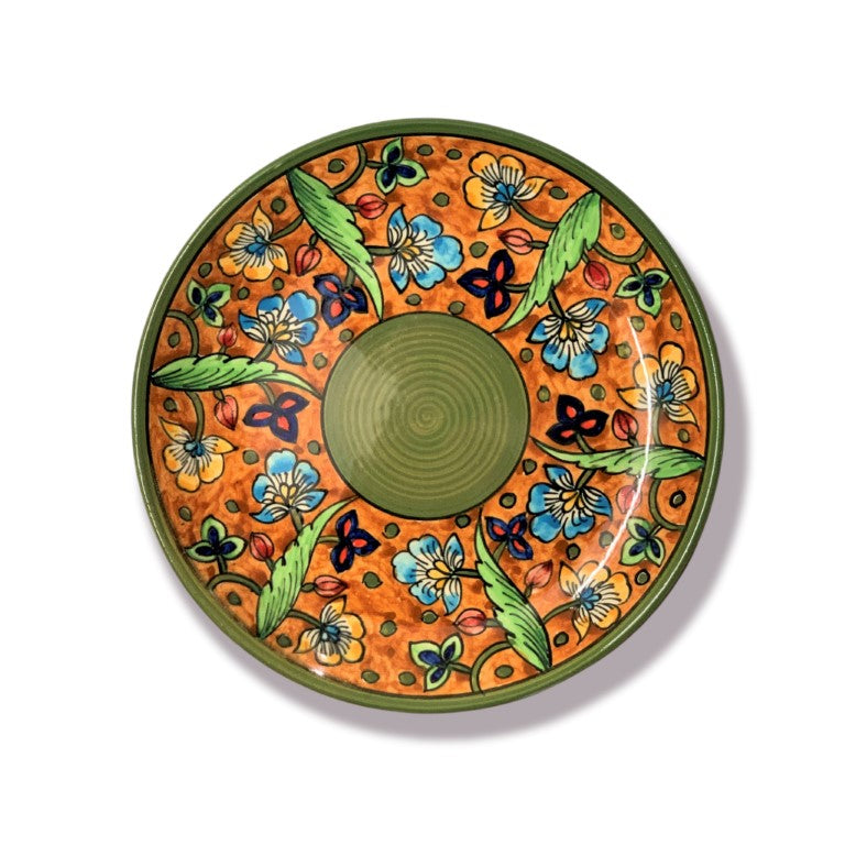 Hand Painted Ceramic Dinner Plates (10 Inch, Set of 6, Dishwasher &amp; Microwave Safe, Turkish Brown)