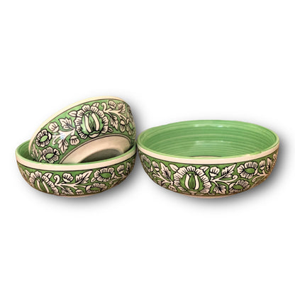 Aurora Green Mughal Art Bowl Set of 3