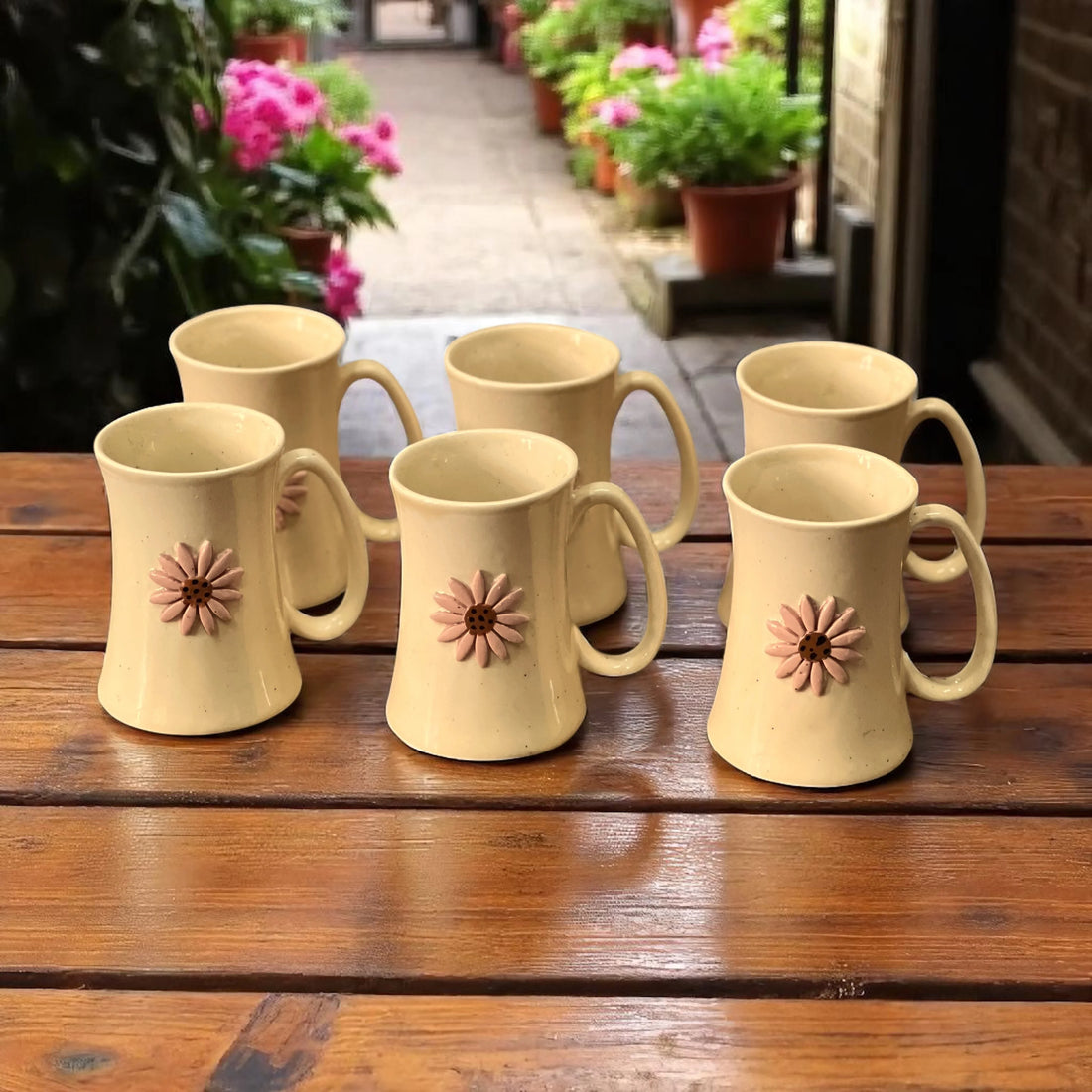 Yellow Flower 6 Mugs - Clayful Homes