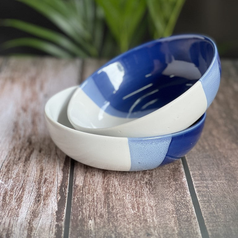 White Blue Set of 2 Serving