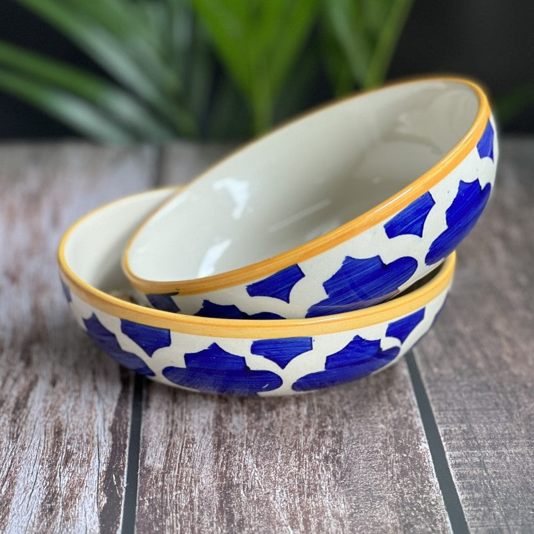 Mustard Blue Set of 2 Serving Bowls