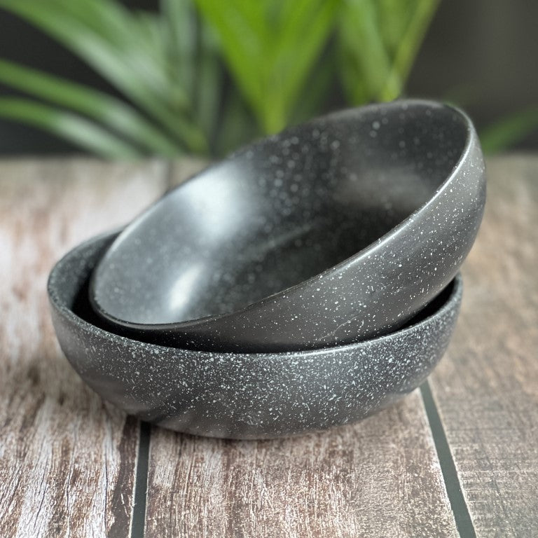 Black Marble Set of 2 Serving Bowls