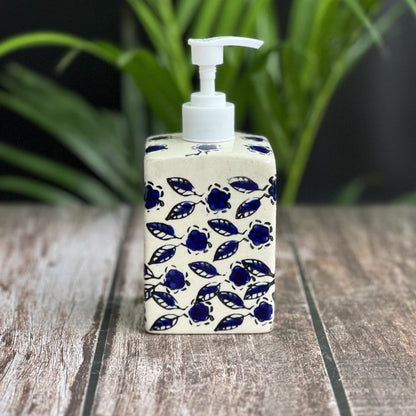 Blue Floral Soap Dispenser