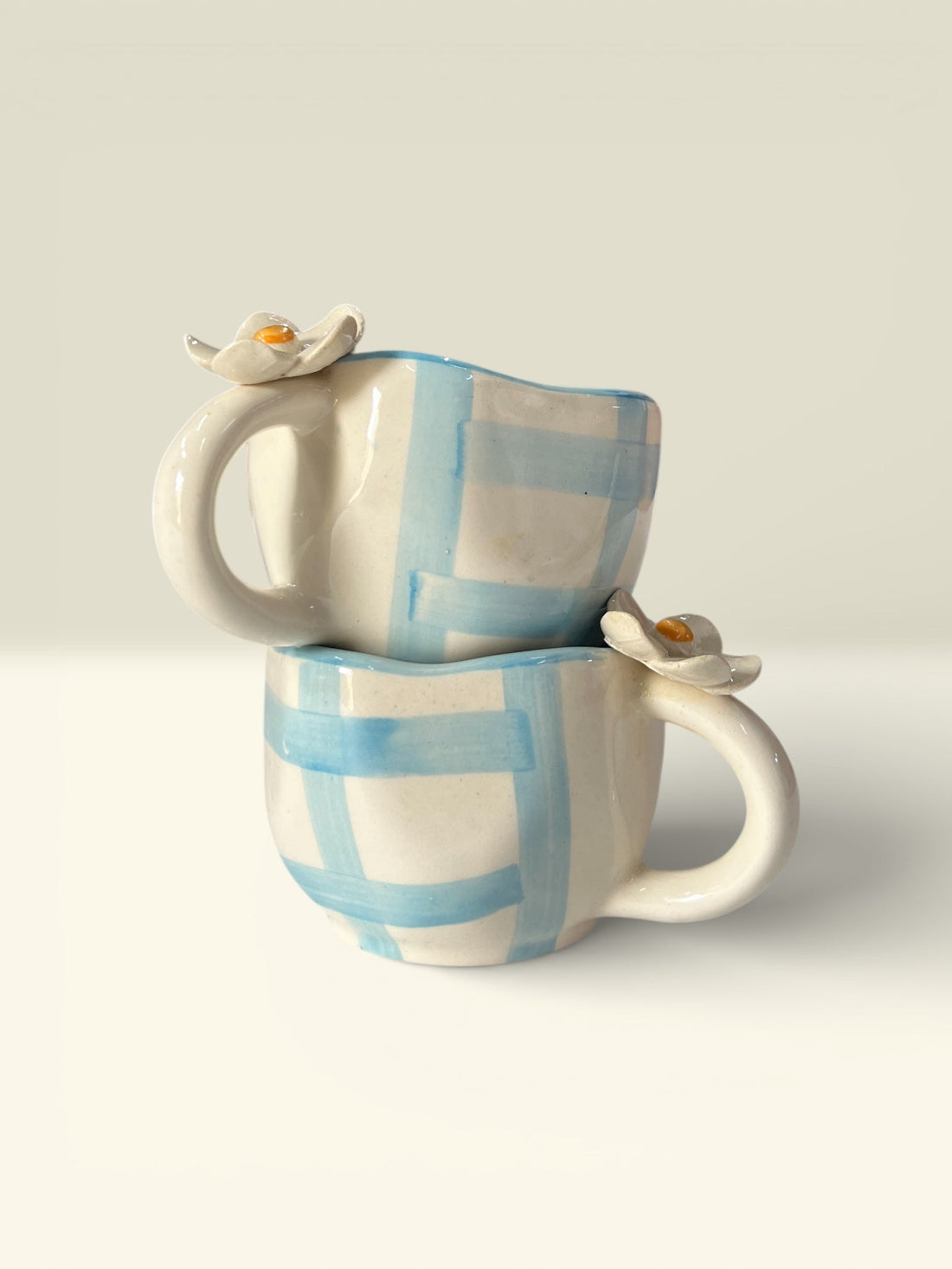 Blue Check Mugs Pack Of 2
