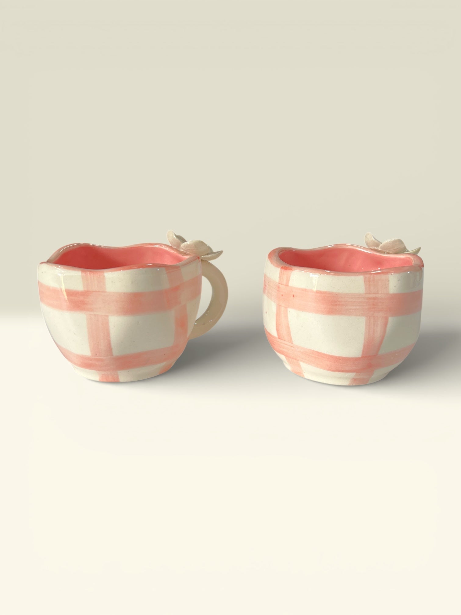 Pink Check Mugs Pack Of 2