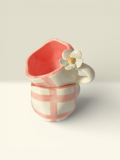 Pink Check Mugs Pack Of 2