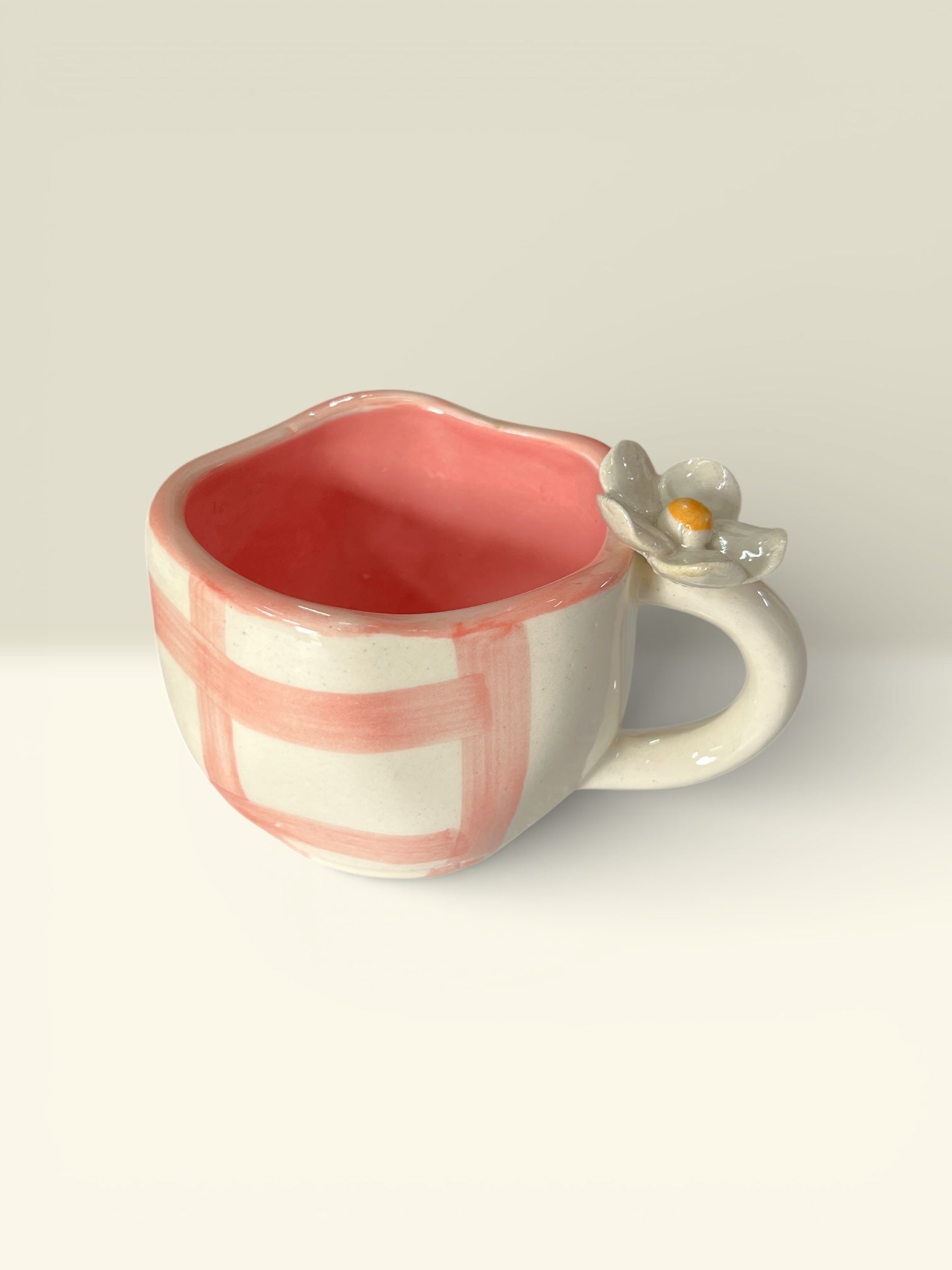 Pink Check Mugs Pack Of 2